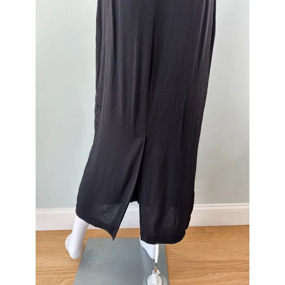 Vintage 90s Black Wrap Skirt with Back Button Detail Business Casual size 5/6
